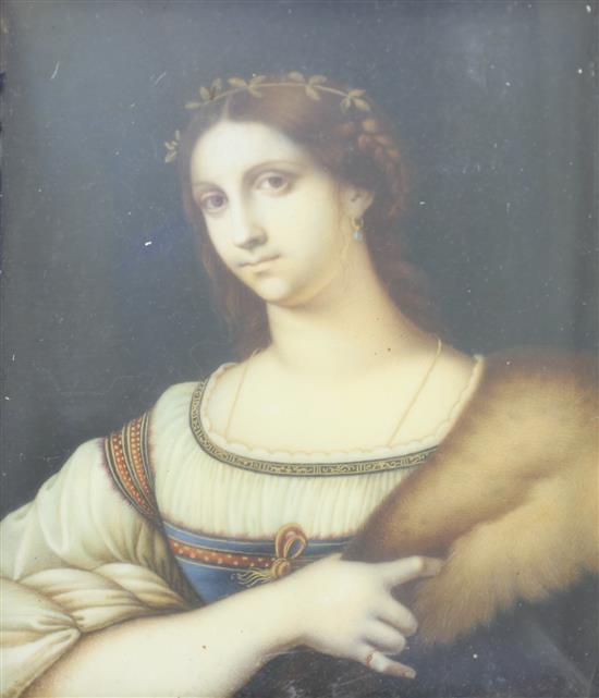 Italian School Miniature of a young woman 3.75 x 3in.